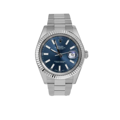 Rolex Datejust 116334 Fluted Bezel Watch 41mm Blue Index Dial