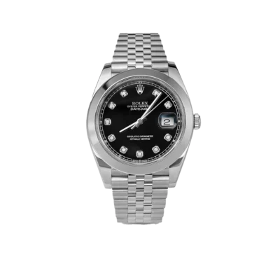Rolex Datejust 126300 Smooth Bezel Watch 41mm Black Diamond Dial