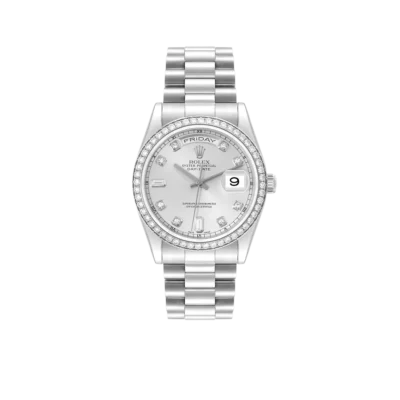 Rolex President Day-Date 36mm Platinum Diamond Mens Watch 118346