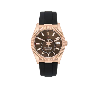 Rolex Sky-Dweller 42mm Rose Gold Chocolate Brown Dial Mens Watch 326235