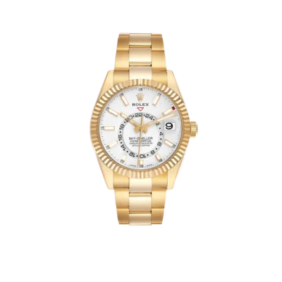 Rolex Sky-Dweller 42mm Yellow Gold White Dial Automatic Mens Watch 326938