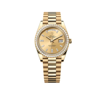 Rolex Day-Date 40mm 228348RBR Yellow Gold Diamond Bezel Champagne Diamond Dial