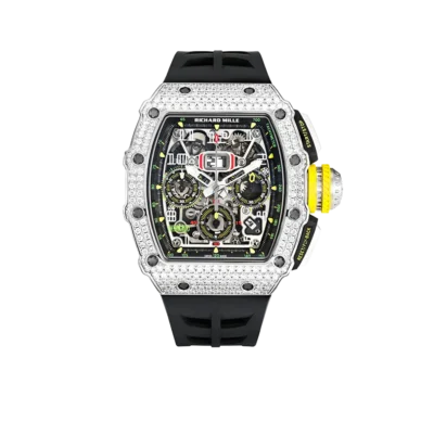 Richard Mille Chronograph & 18K White Gold - Diamond Bezel - Skeleton Dial 50 mm