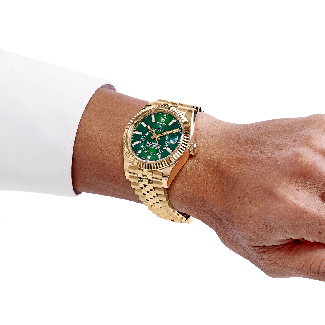 Rolex Sky-Dweller 42mm Yellow Gold Bright Green Dial Jubilee 336938 (2025) - Image 2