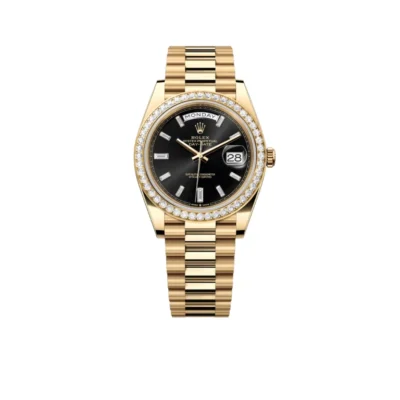Rolex Day-Date 40 Presidential 228348RBR Diamond Bezel Baguette Onyx Dial