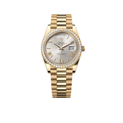 Rolex Day-Date 40 mm Yellow Gold Diamond Bezel Silver Dial M228348rbr-0007