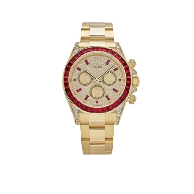 Rolex Daytona 126598TRU Yellow Gold Ruby Bezel Diamond Pave Dial