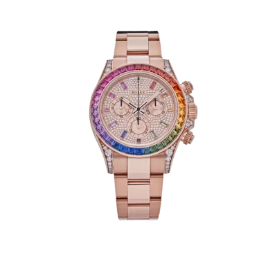 Rolex Daytona 116595RBOW Rainbow Rose Gold Pave Diamond Dial Sapphire Bezel