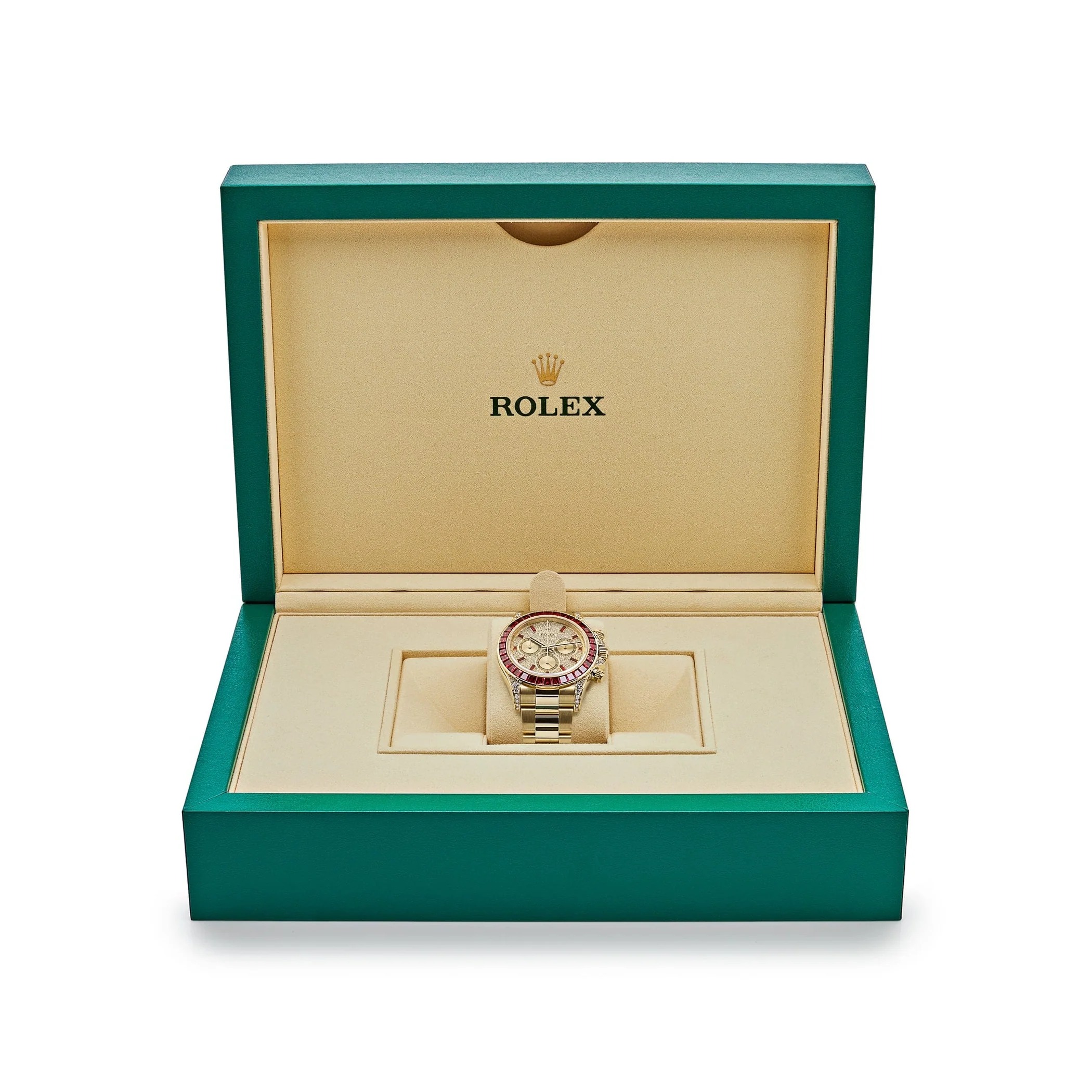 Rolex Daytona 126598TRU Yellow Gold Ruby Bezel Diamond Pave Dial - Image 7