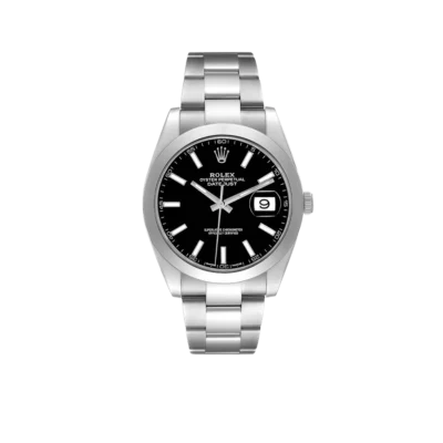 Rolex Datejust 41mm Black Dial Smooth Bezel Steel Mens Watch 126300