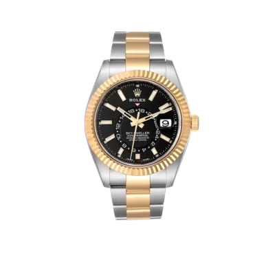 Rolex Sky Dweller 42mm Yellow Gold Steel Black Dial Mens Watch 326933