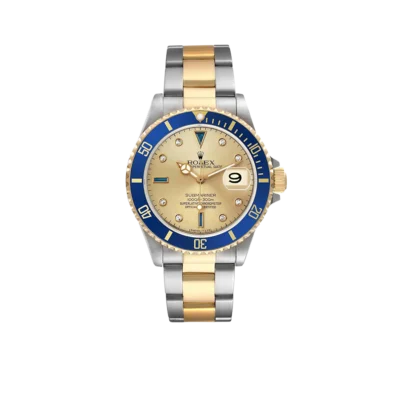 Rolex Submariner Steel Yellow Gold 40mm Diamond Serti Mens Watch 16613
