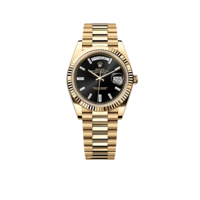 Rolex President Day-Date 40mm Black Dial Yellow Gold Diamond Mens Watch 228238