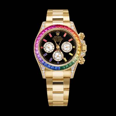 Rolex Daytona 126598RBOW 40mm Rainbow Yellow Gold Black Dial Sapphire Bezel