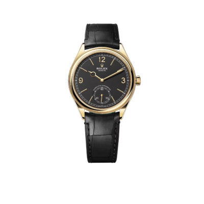 Rolex Perpetual 1908 39mm Yellow Gold Black Dial Black Alligator Leather Strap m52508-0002