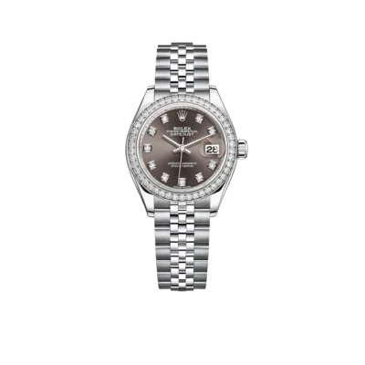 Rolex Lady-Datejust 28 M279384RBR-0017 Oystersteel and 18ct White Gold Grey Dial Diamond Bezel