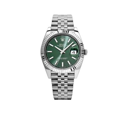 Rolex Datejust 41mm Steel White Gold Mint Green Dial Mens Watch 126334