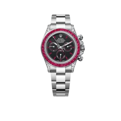 Rolex Daytona 126599TRU White Gold Diamond Black Dial Ruby Bezel