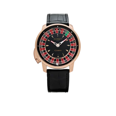 Jacob & Co. 'The Casino Tourbillon' 44mm CA100.40.AA.AA.ABALA Rose Gold Black Onyx Dial Limited Edition