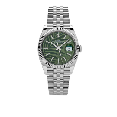 Rolex Datejust 36mm 126234 Stainless Steel Olive Green Palm Motif Dial