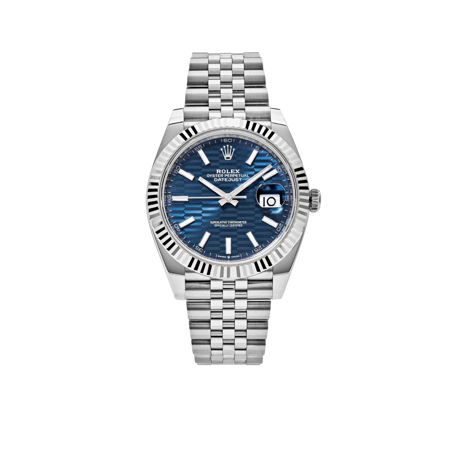 Rolex Datejust 41mm 126334 Stainless Steel Fluted Motif Blue Dial Jubilee