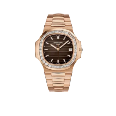 Patek Philippe Nautilus Joaillerie 40mm 5723/1R-010 Rose Gold Brown Dial Diamond Bezel