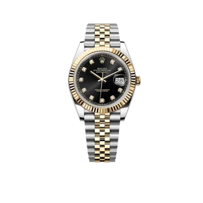Rolex Datejust 41mm Stainless Steel Yellow Gold Black Diamond Dial Jubilee 126333-006