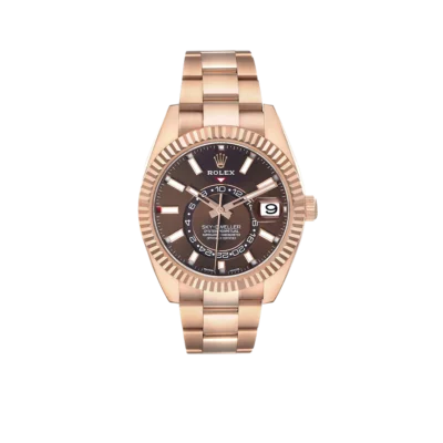 Rolex Sky-Dweller 42mm Rose Gold Chocolate Brown Dial Mens Watch 326935